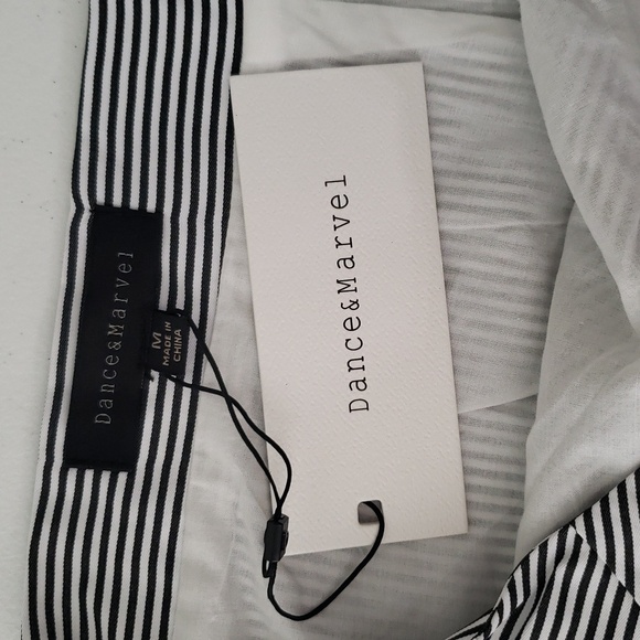 Dance & Marvel Midi Skirt Medium Black White Stripe Floral Ruffle Embroidered - Picture 13 of 16